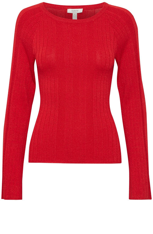 Haute Red Shimmer Ribbed Knit Jumper