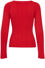 Haute Red Shimmer Ribbed Knit Jumper