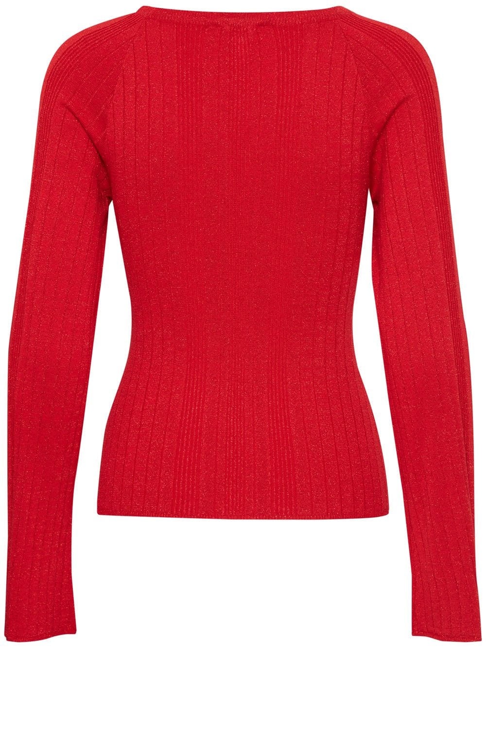 Haute Red Shimmer Ribbed Knit Jumper