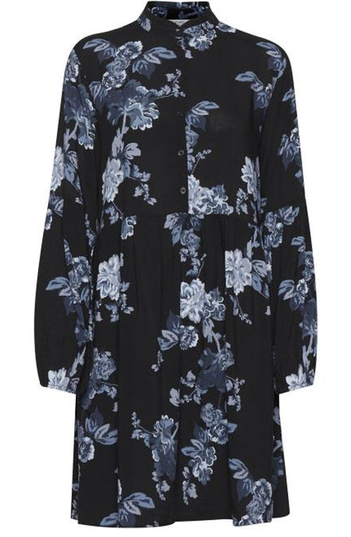 Henna Blue Floral Smock Dress