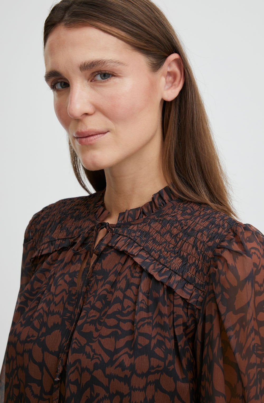 Hima Brunette Ruffled Blouse