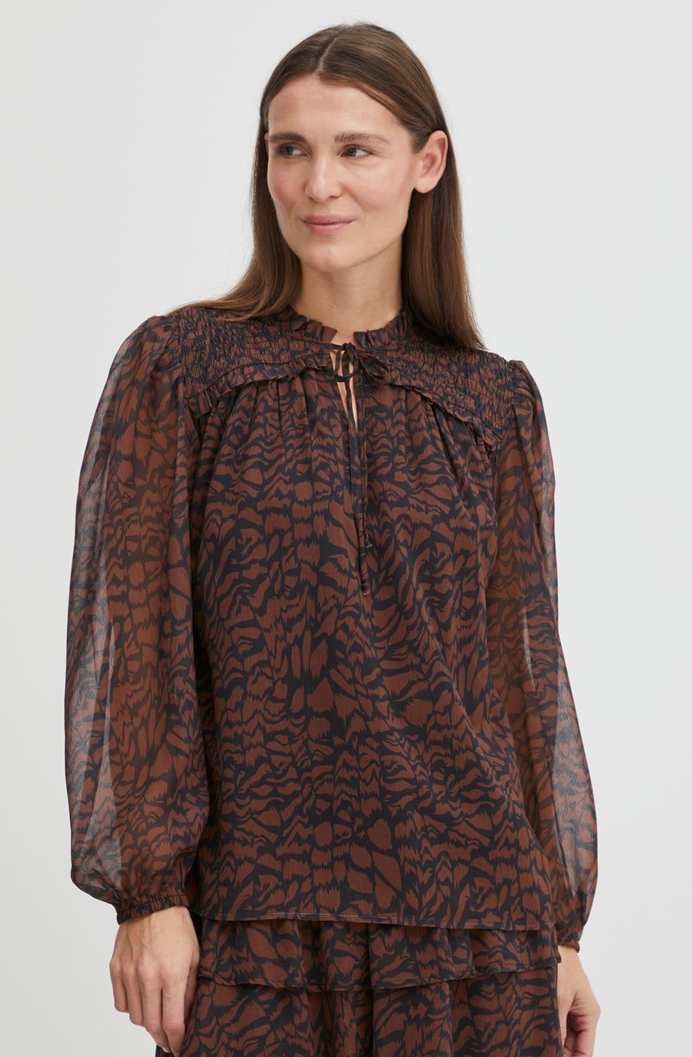Hima Brunette Ruffled Blouse