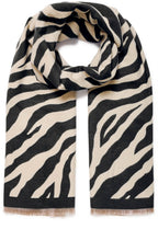 Humus and Black Animal Stripe Oversized Scarf