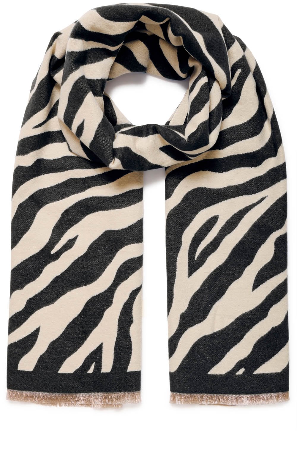 Humus and Black Animal Stripe Oversized Scarf