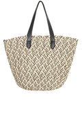 Humus and Black Woven Straw Effect Bavanta Bag
