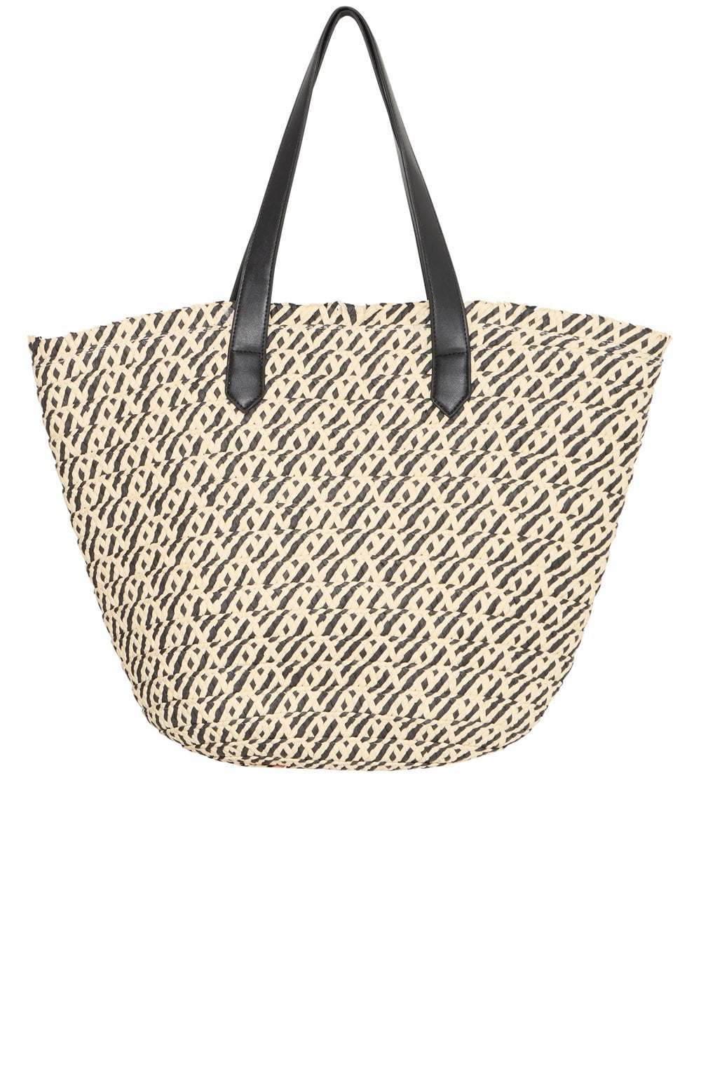 Humus and Black Woven Straw Effect Bavanta Bag
