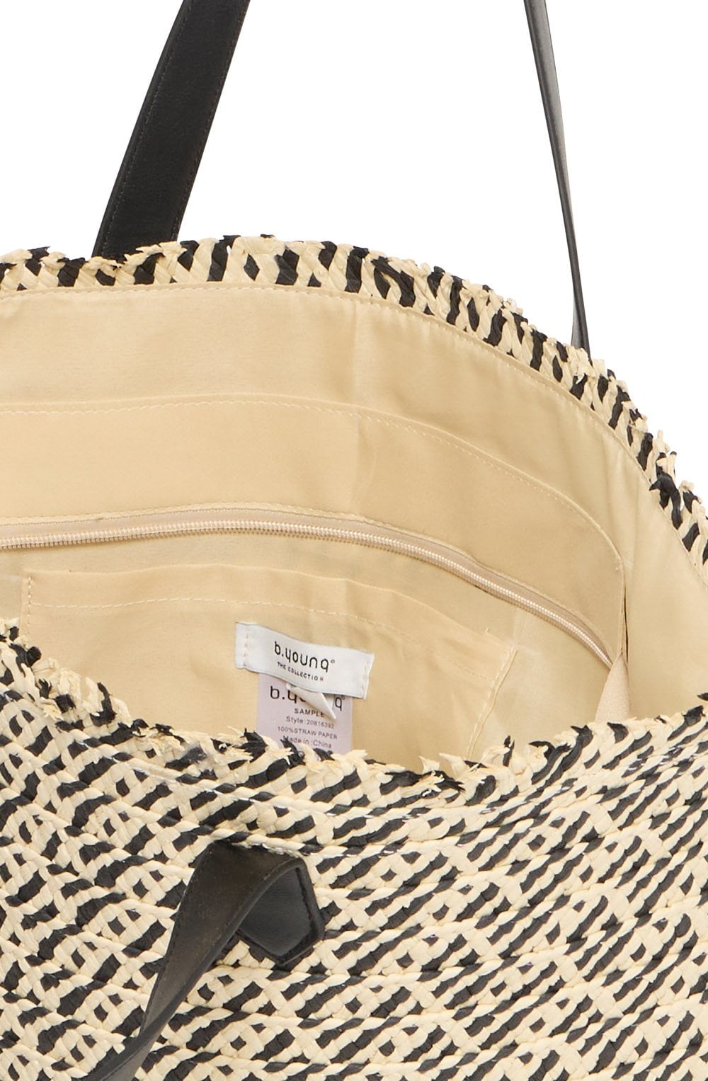 Humus and Black Woven Straw Effect Bavanta Bag