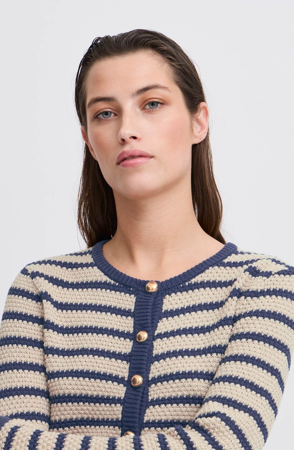 Humus and Navy Striped Cardigan