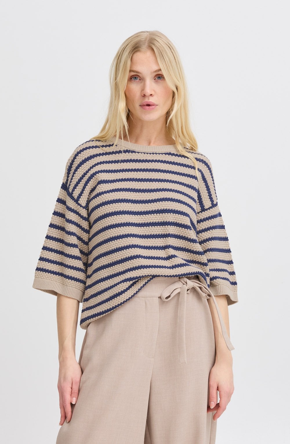 Humus and Navy Striped Relaxed Jumper