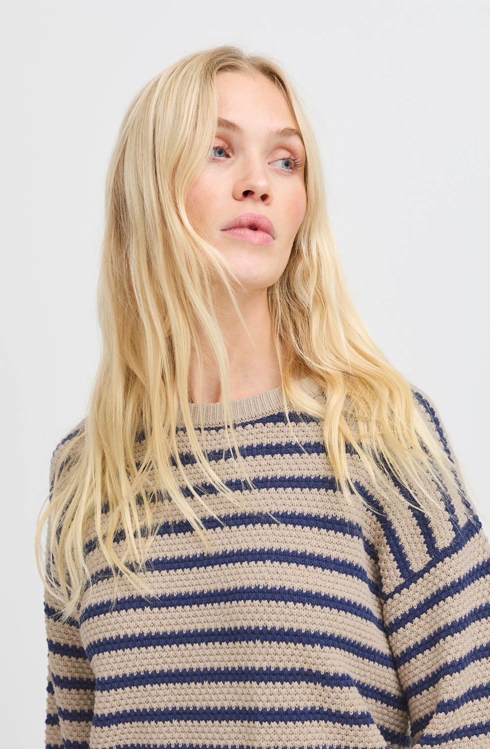 Humus and Navy Striped Relaxed Jumper
