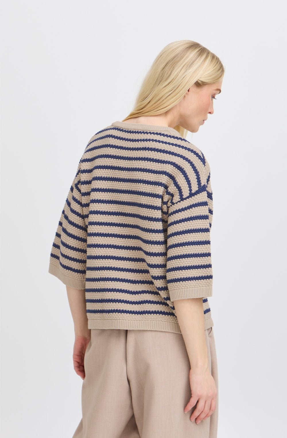 Humus and Navy Striped Relaxed Jumper