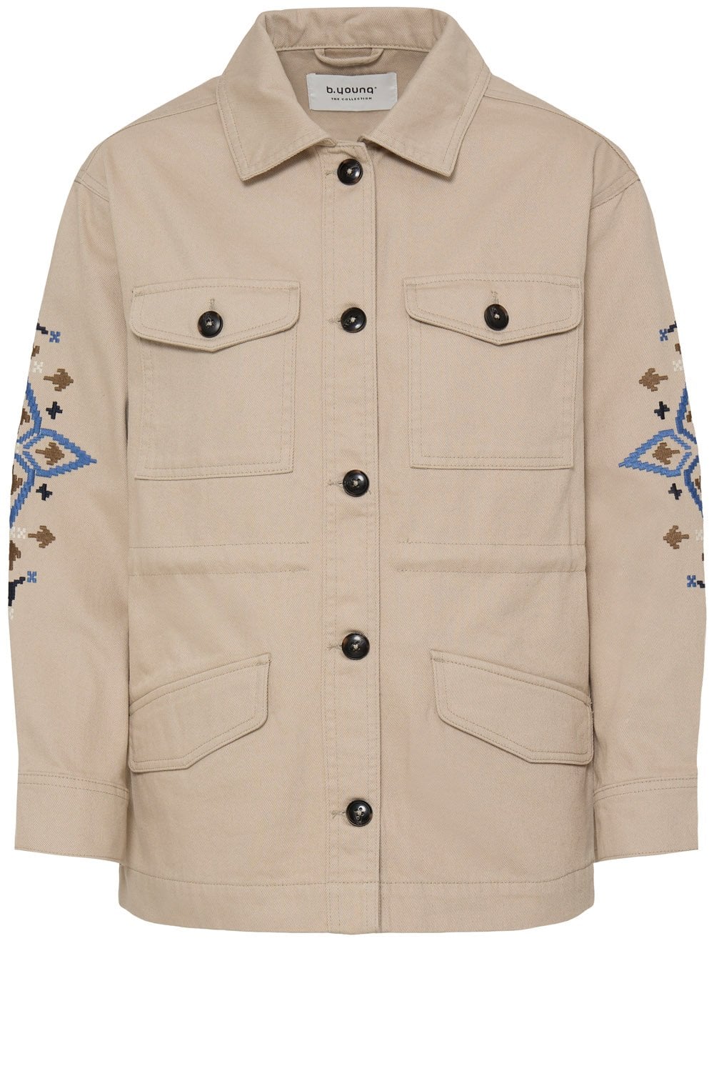 Humus Embroidered Sleeve Denim Jacket