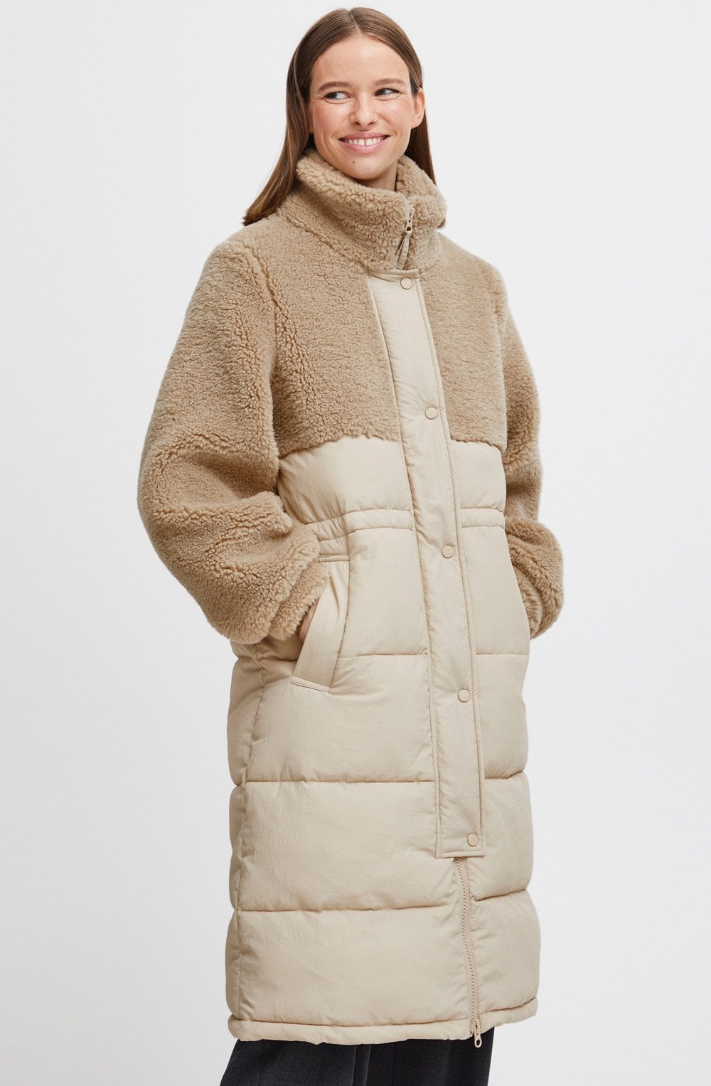 Humus Half Teddy Quilted Anilda Coat