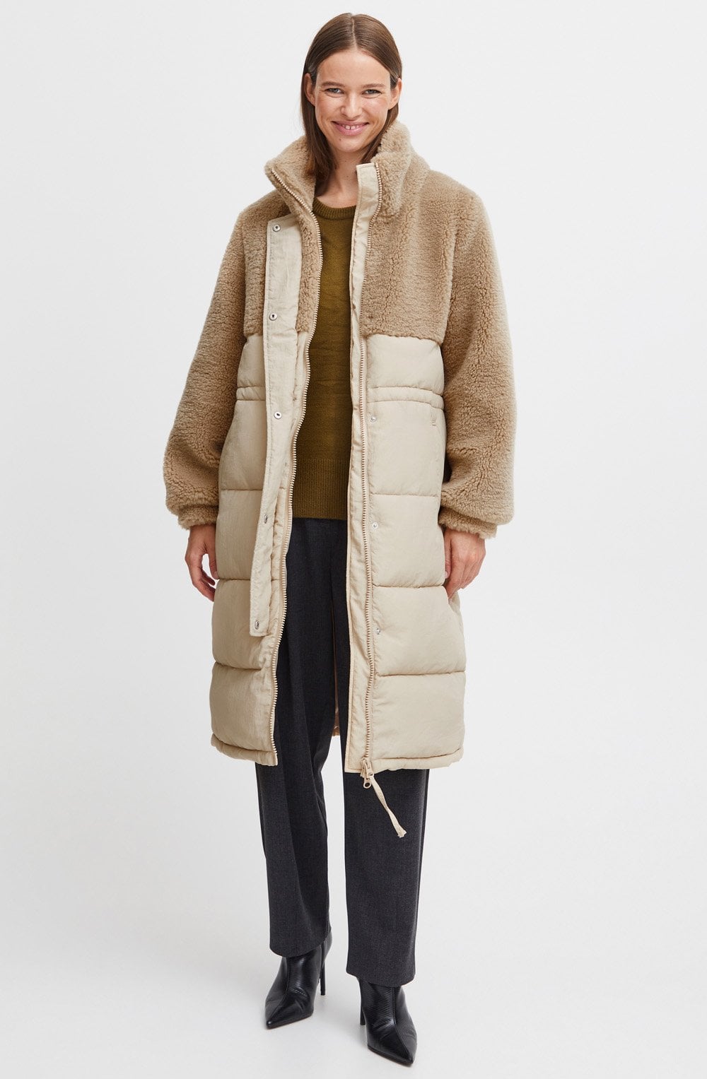 Humus Half Teddy Quilted Anilda Coat