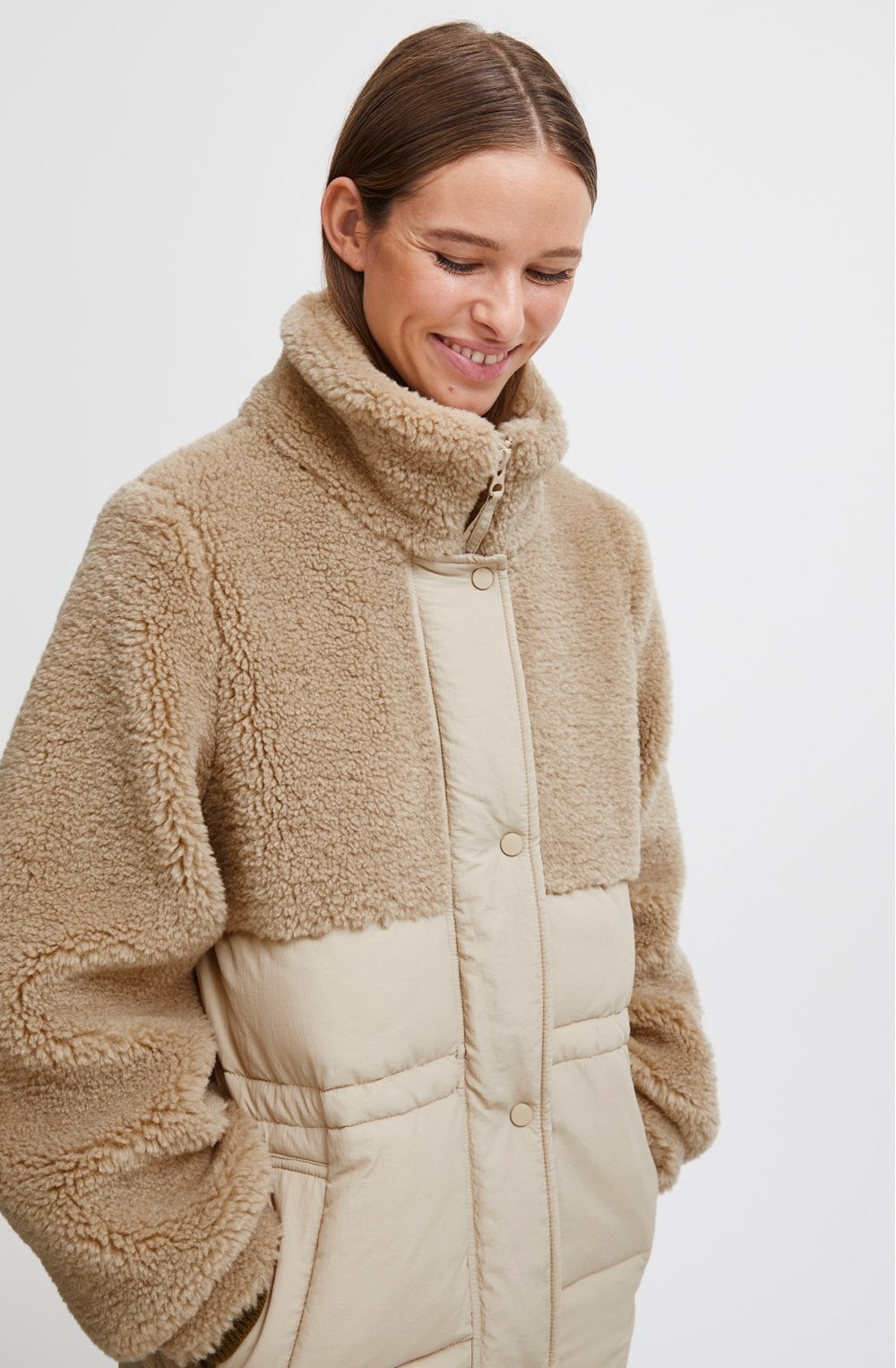 Humus Half Teddy Quilted Anilda Coat