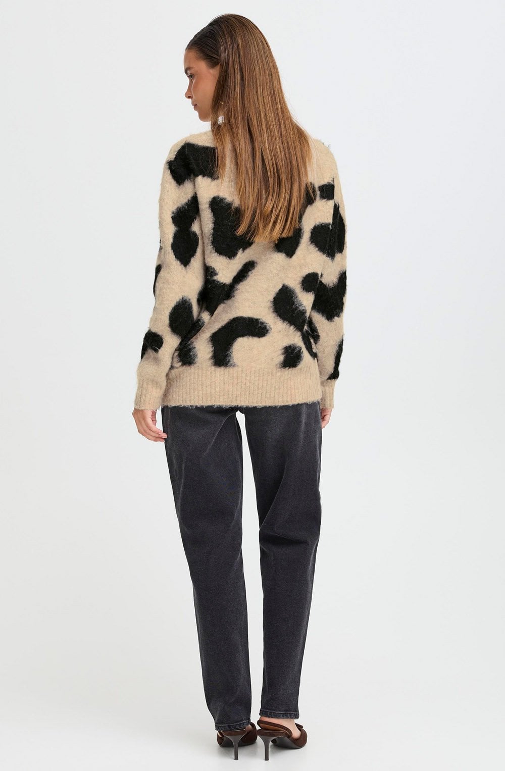 Humus Mix Cow Print Oversized Jumper