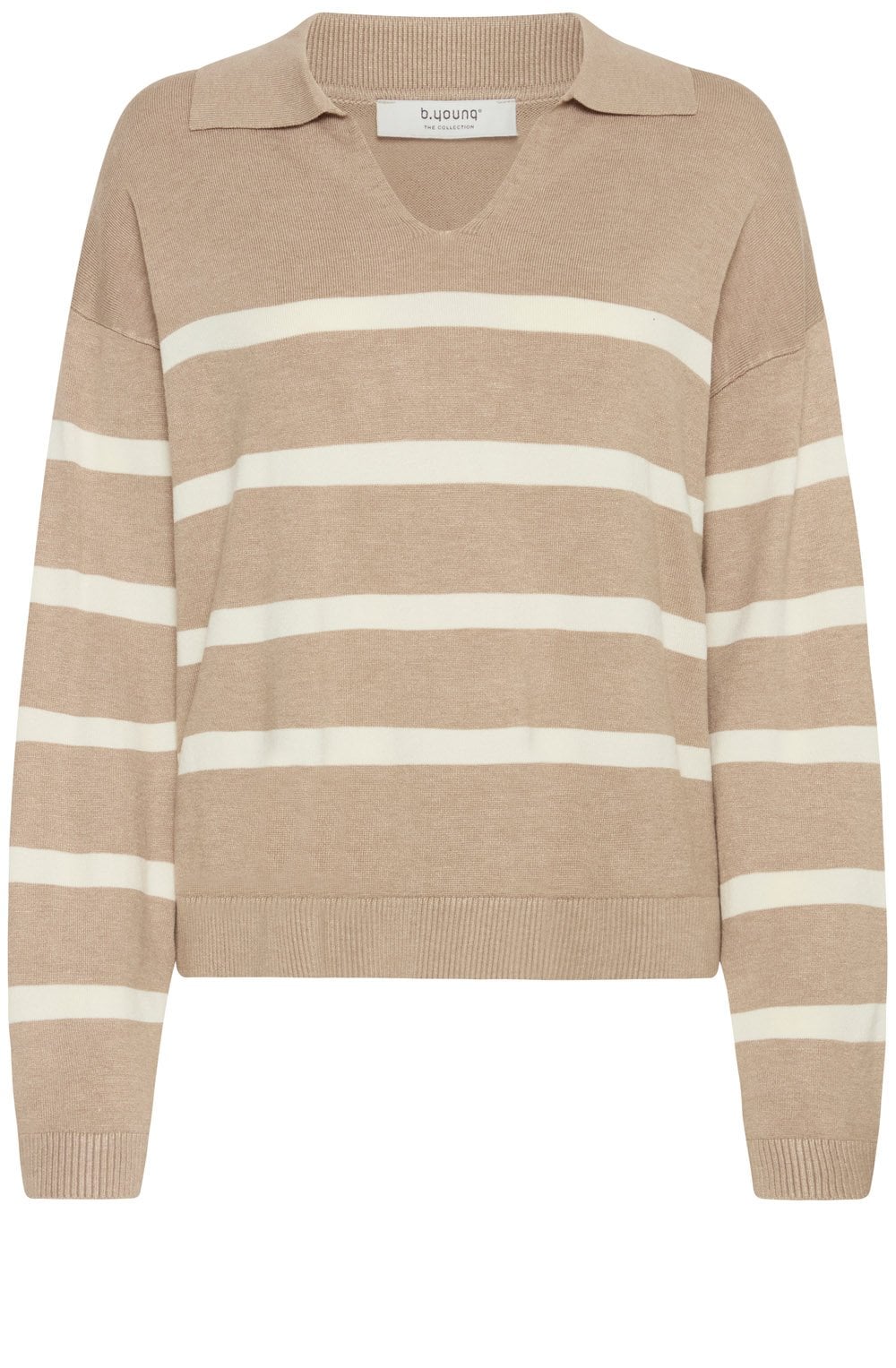 Humus Mix Stripe V Neck Jumper