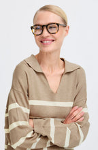 Humus Mix Stripe V Neck Jumper