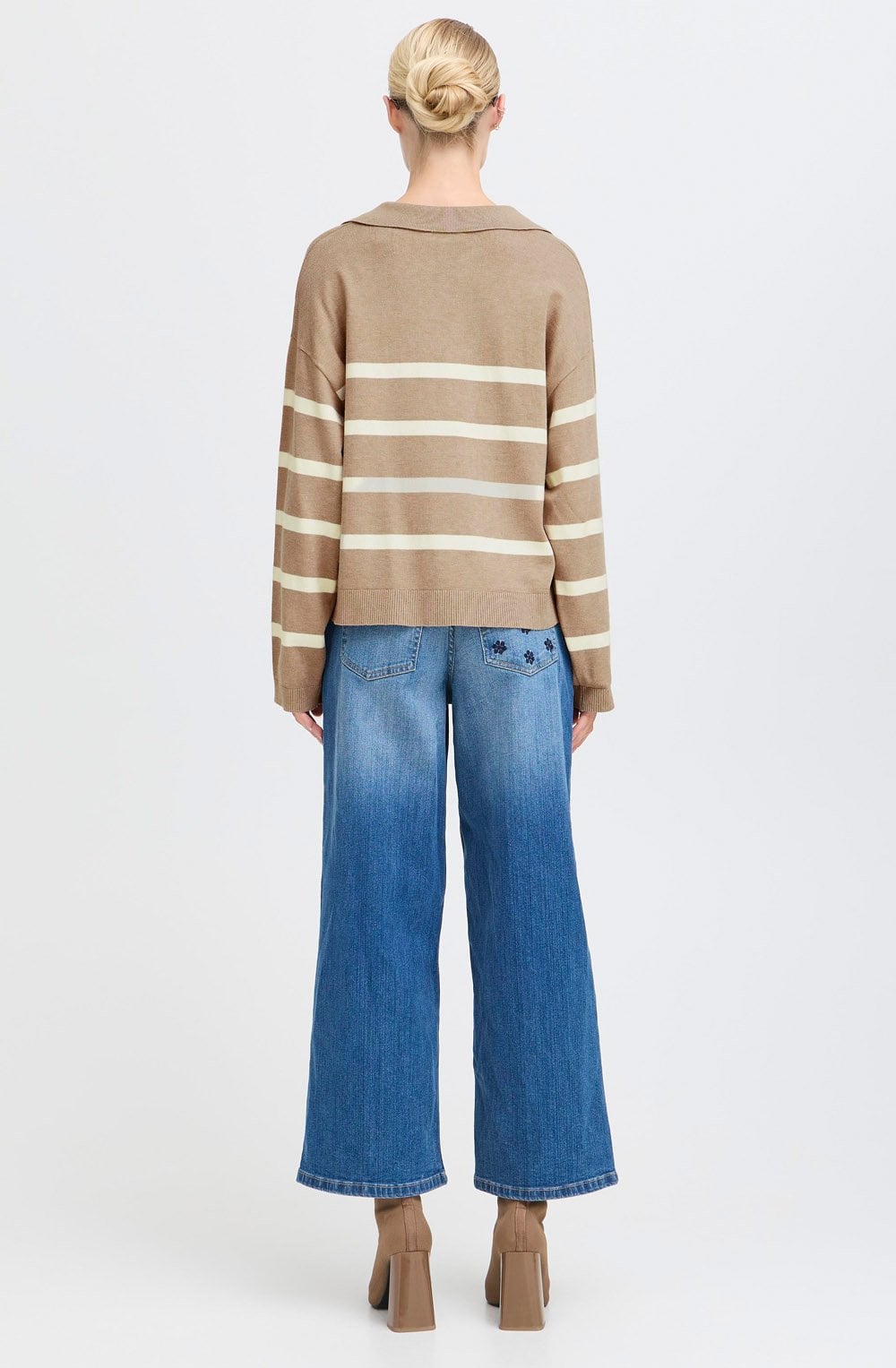 Humus Mix Stripe V Neck Jumper