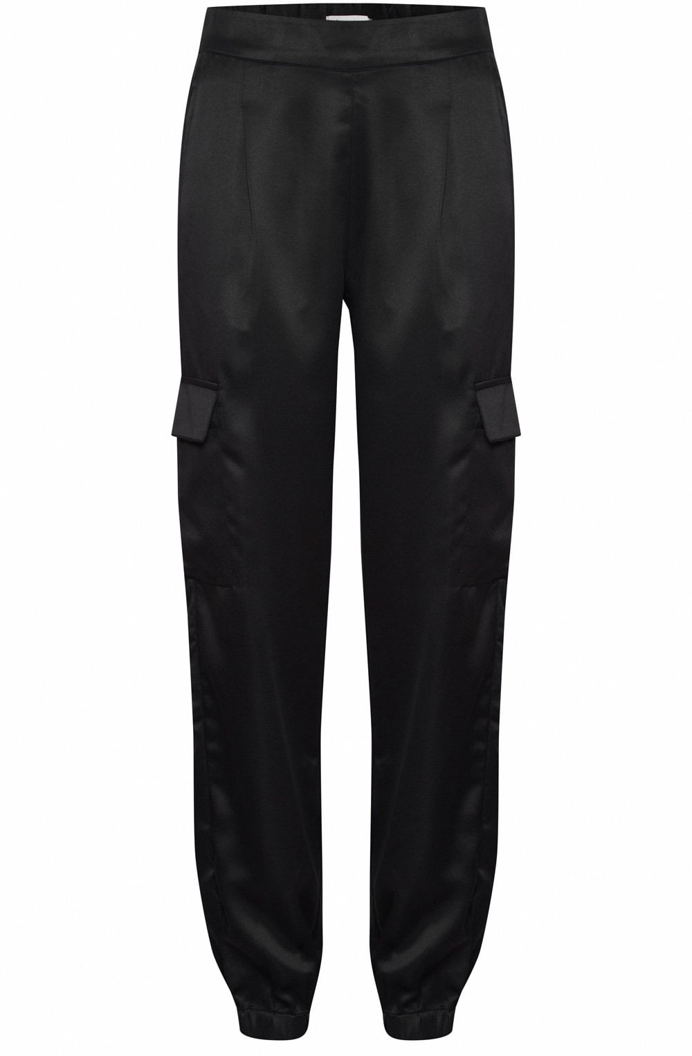Ipine Black Satin Cargo Trousers