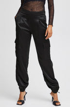 Ipine Black Satin Cargo Trousers