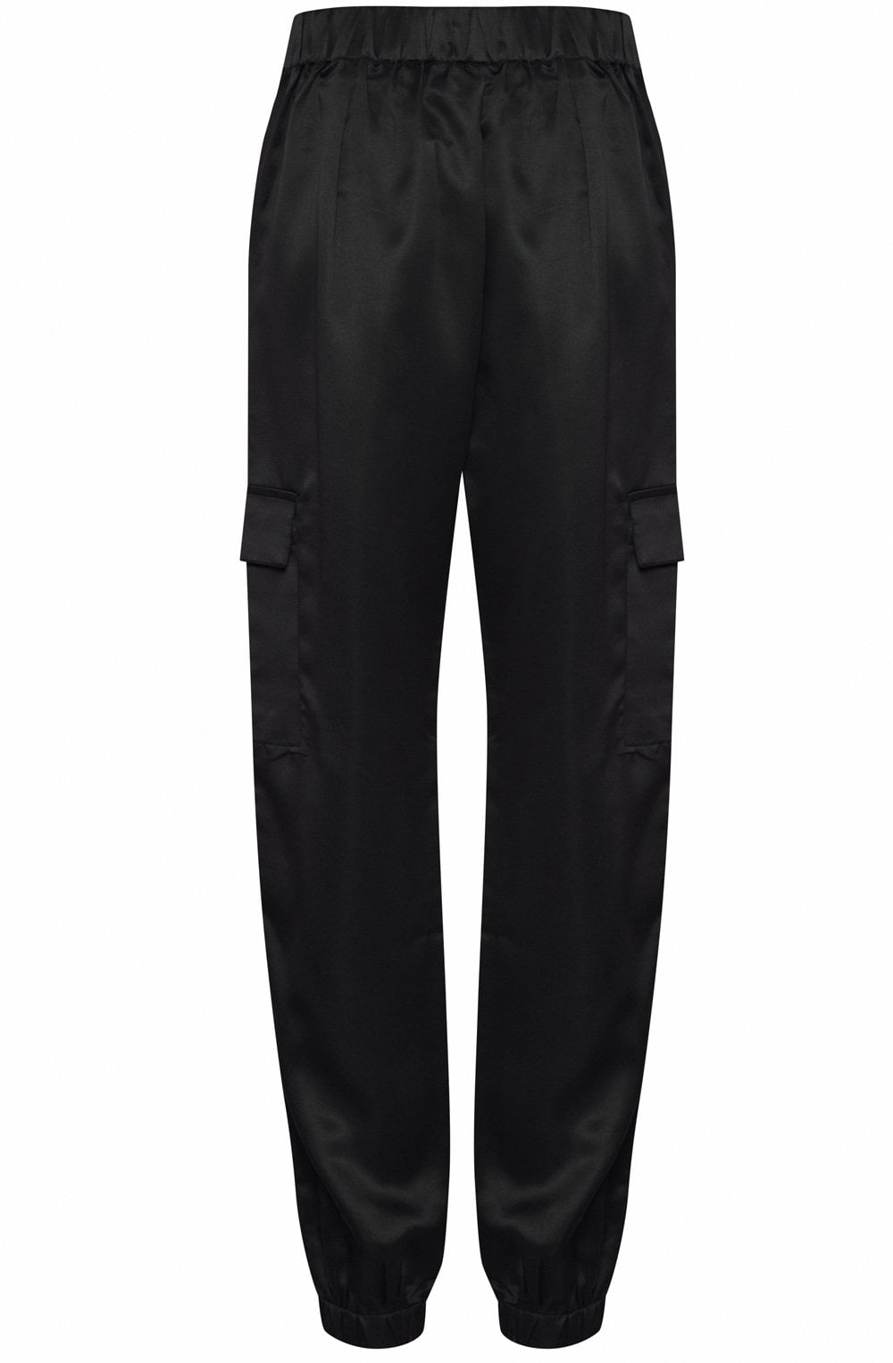 Ipine Black Satin Cargo Trousers
