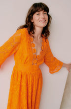 Jali Orange Peel Lace Midi Dress
