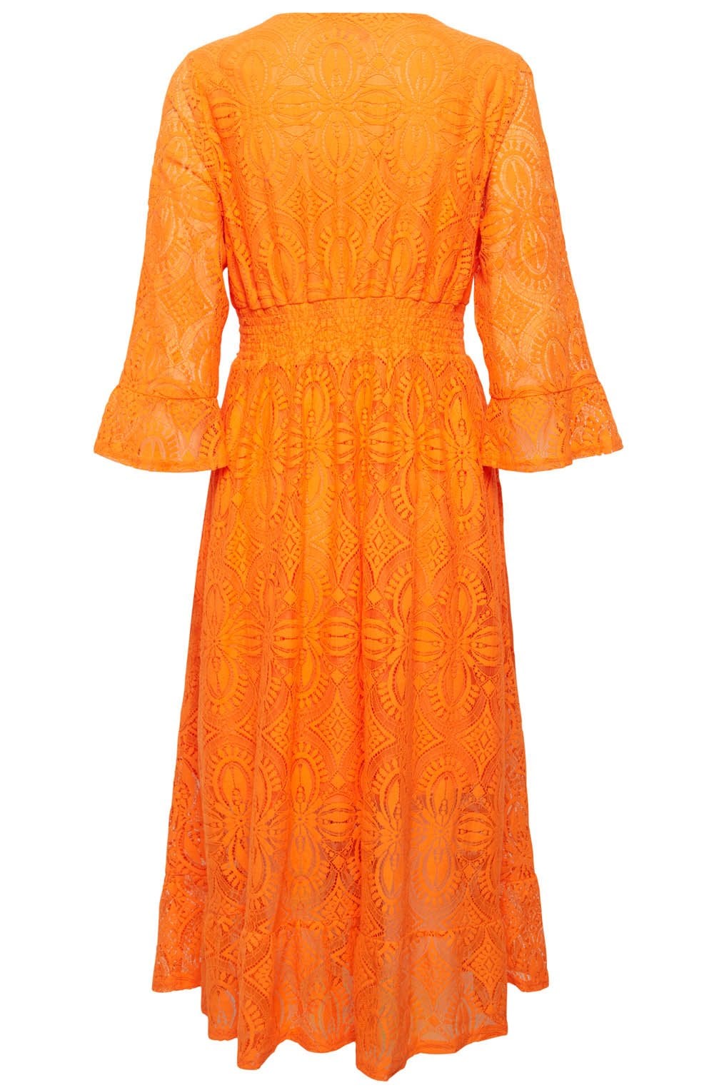 Jali Orange Peel Lace Midi Dress