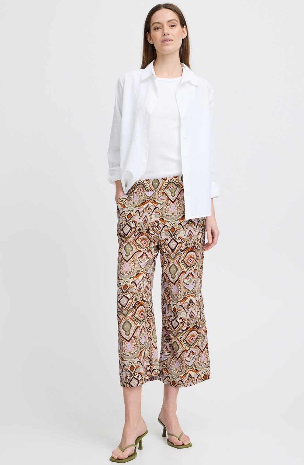 Joella Aloe Boho Mix Wide Leg Crop Trousers