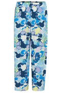 Joella Angel Blue Water Colour Wide Leg Crop Trousers