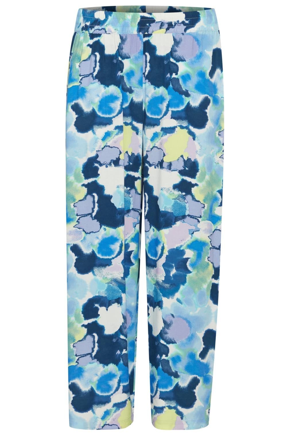 Joella Angel Blue Water Colour Wide Leg Crop Trousers