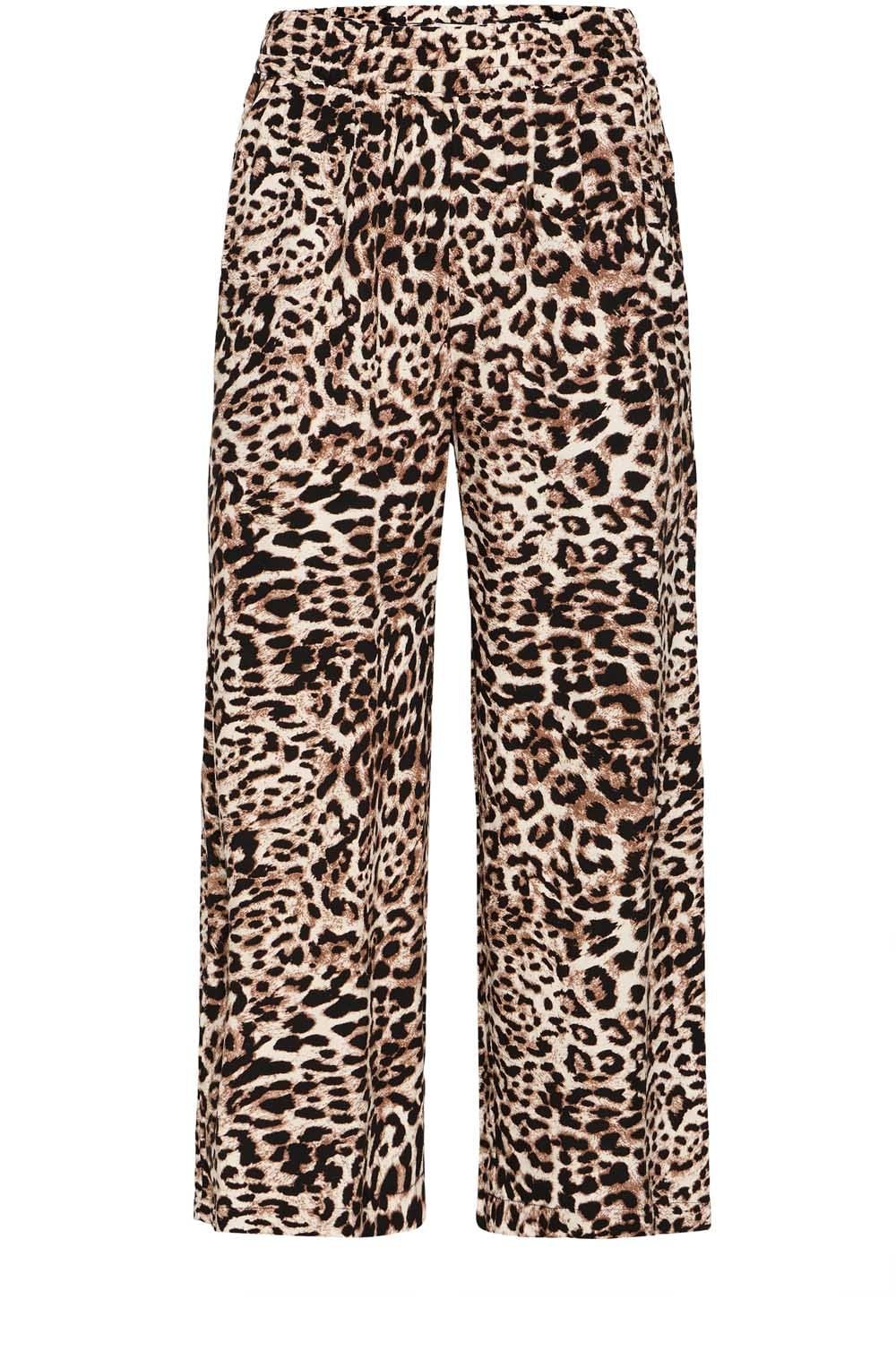 Joella Birch Leopard Wide Leg Crop Trousers