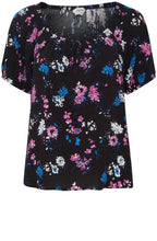 Joella Black Floral Gypsy Style Top