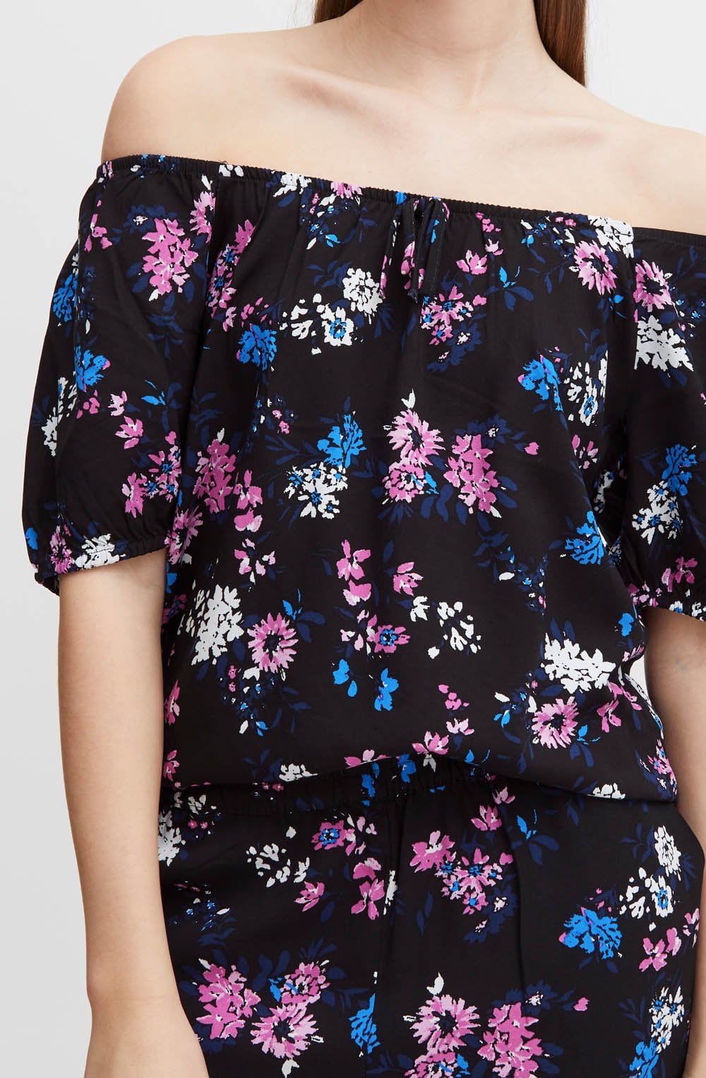 Joella Black Floral Gypsy Style Top