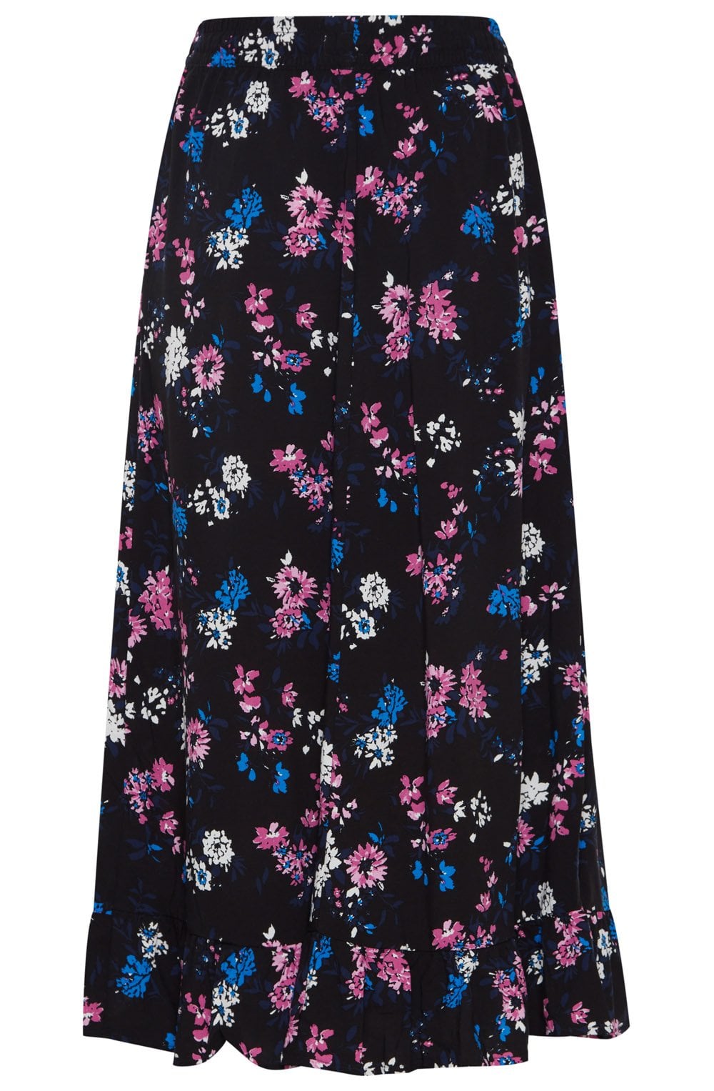 Joella Black Floral Ruffle Hem Skirt