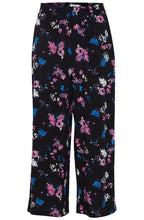 Joella Black Floral Wide Leg Crop Trousers