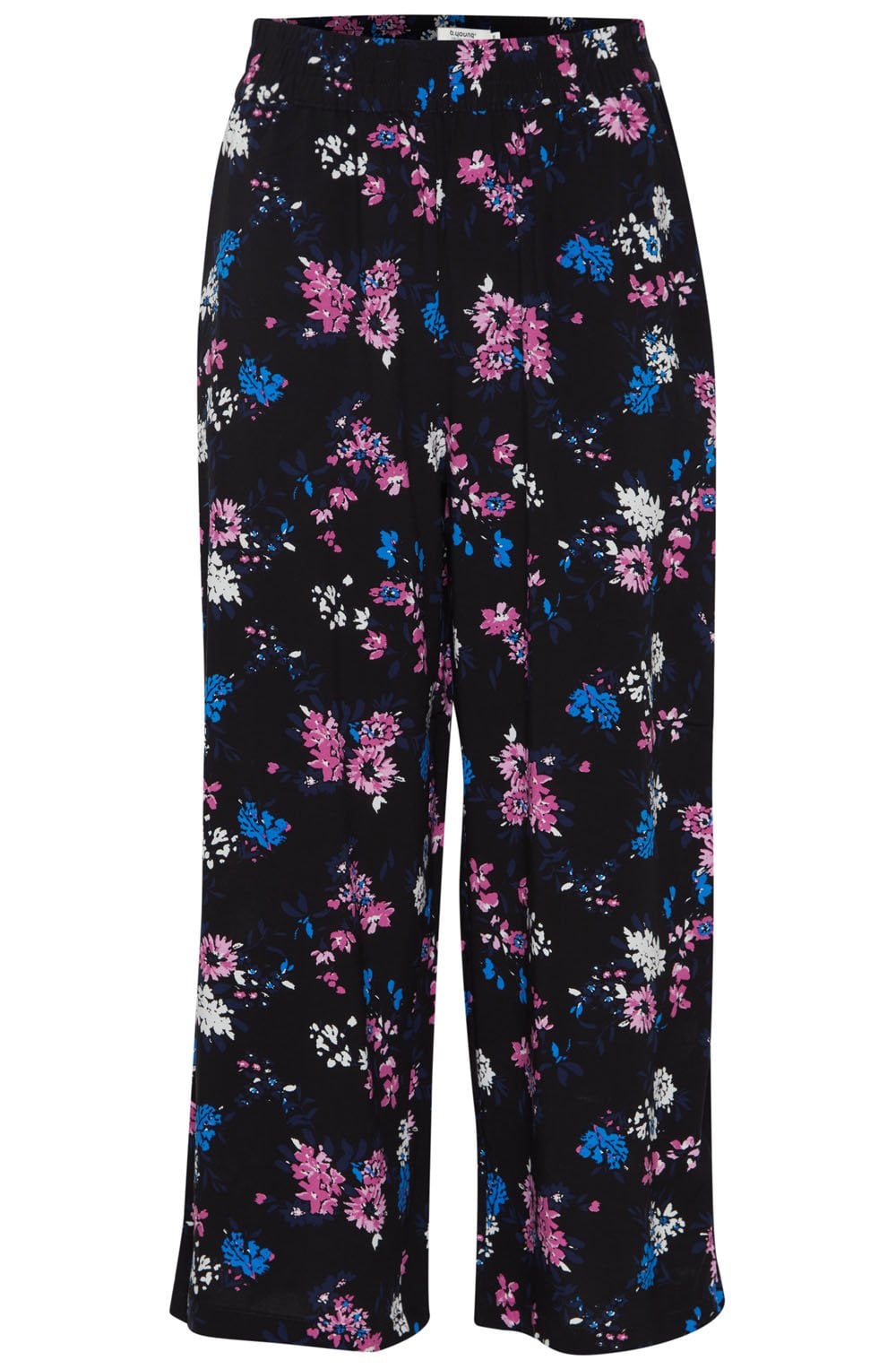 Joella Black Floral Wide Leg Crop Trousers
