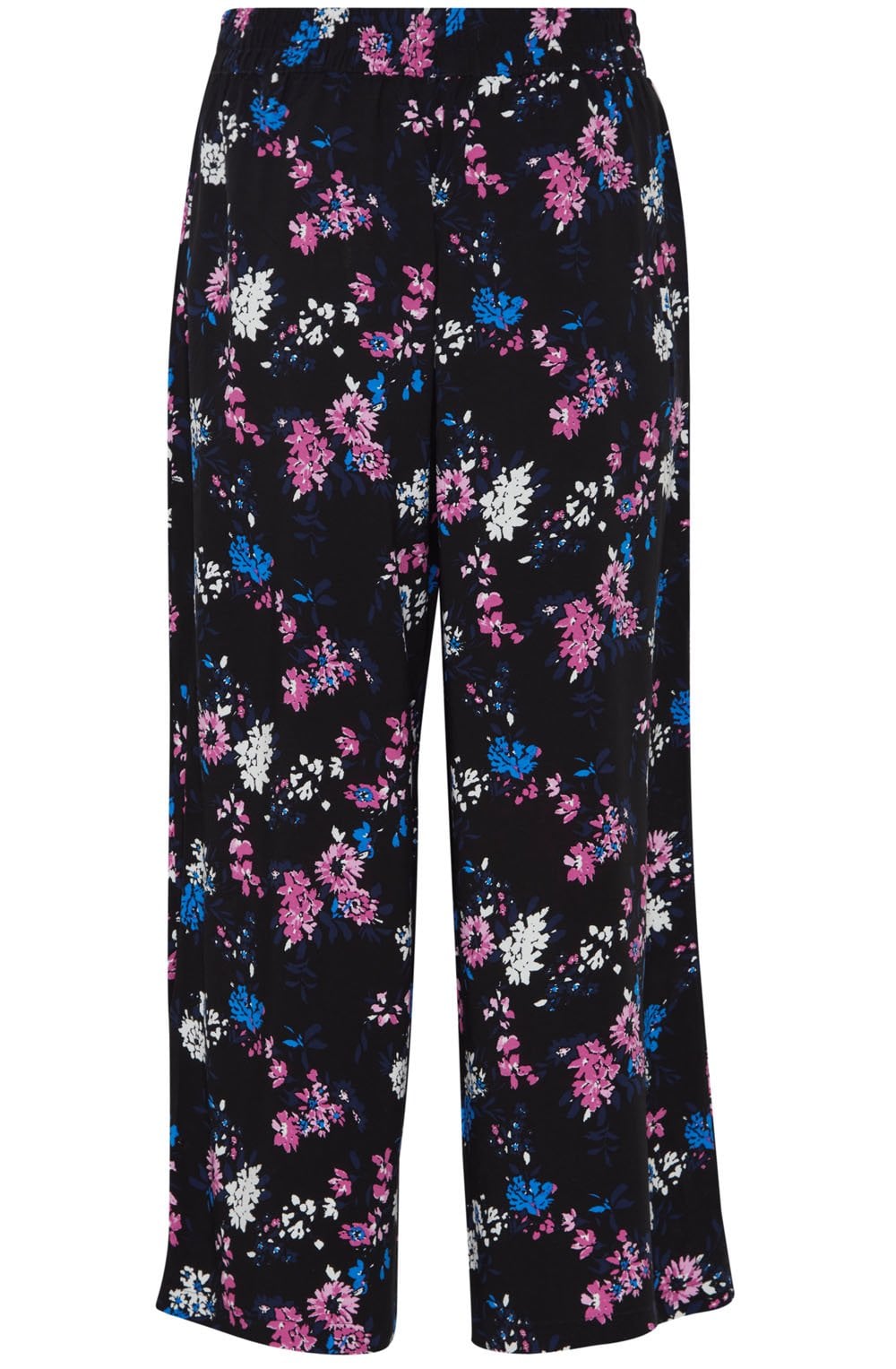 Joella Black Floral Wide Leg Crop Trousers