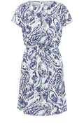 Joella Blue Paisley Drawstring Waist Dress