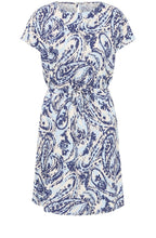 Joella Blue Paisley Drawstring Waist Dress