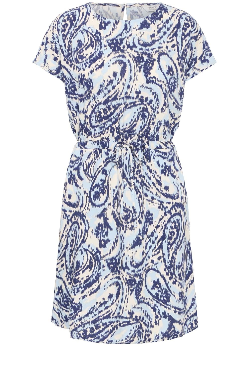 Joella Blue Paisley Drawstring Waist Dress
