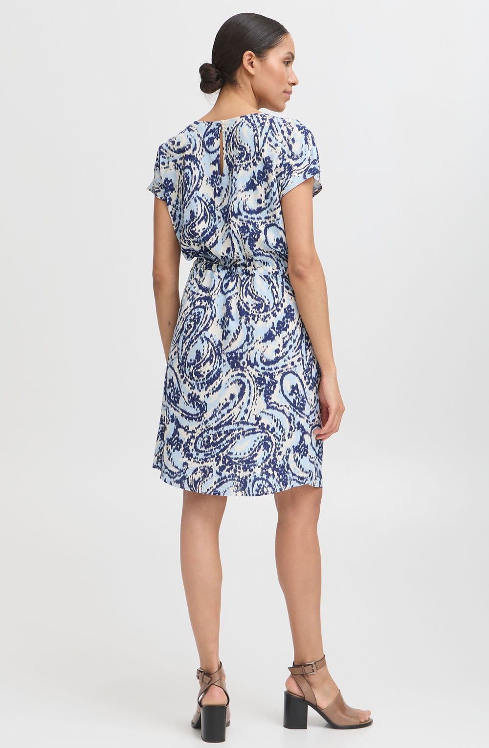 Joella Blue Paisley Drawstring Waist Dress