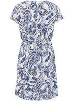 Joella Blue Paisley Drawstring Waist Dress