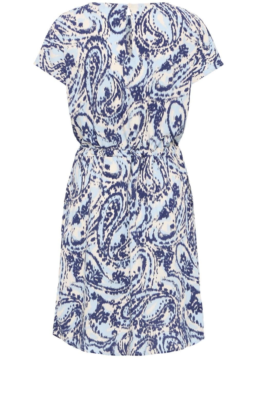 Joella Blue Paisley Drawstring Waist Dress