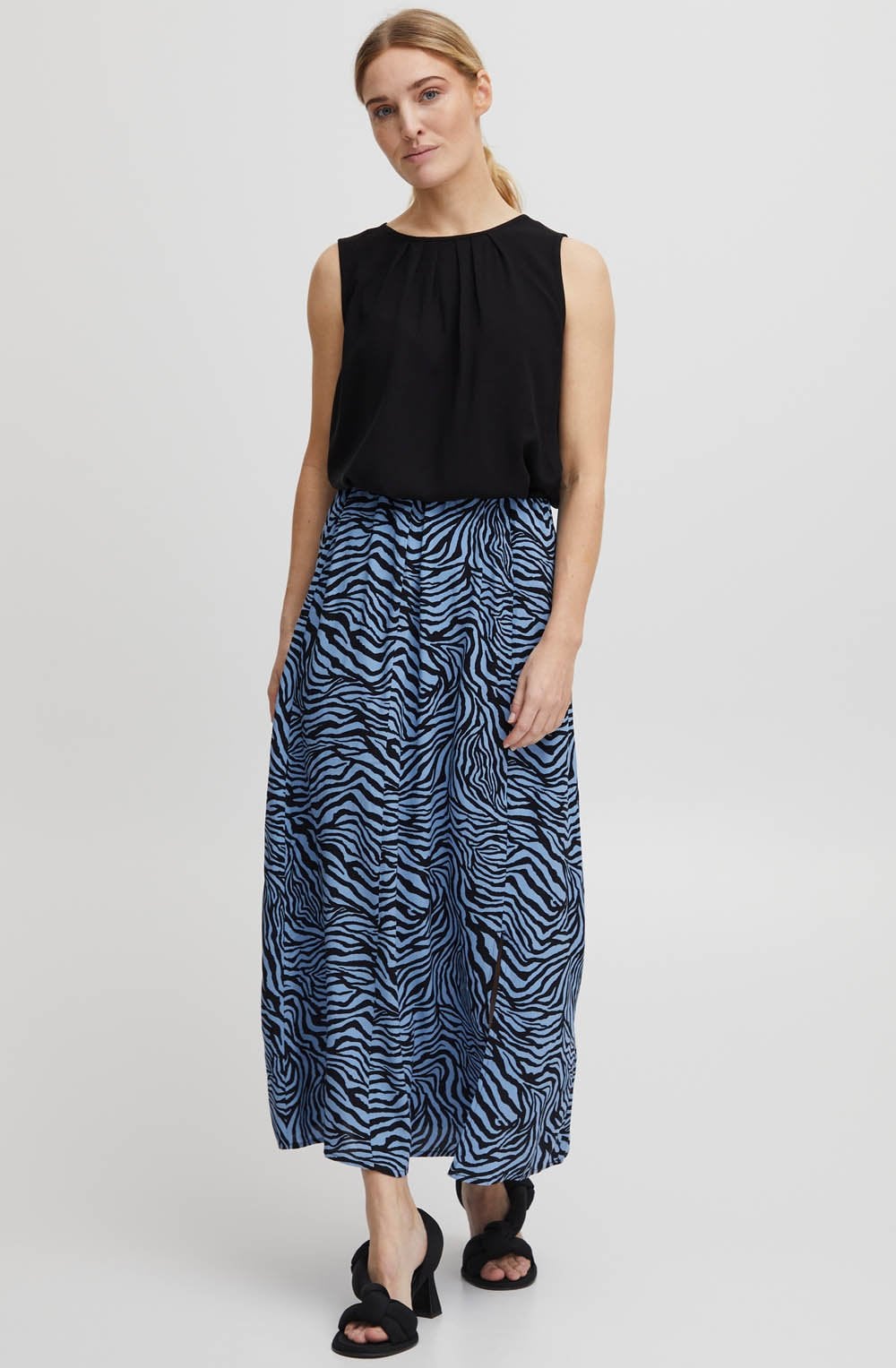 Joella Blue Zebra Print A Line Skirt
