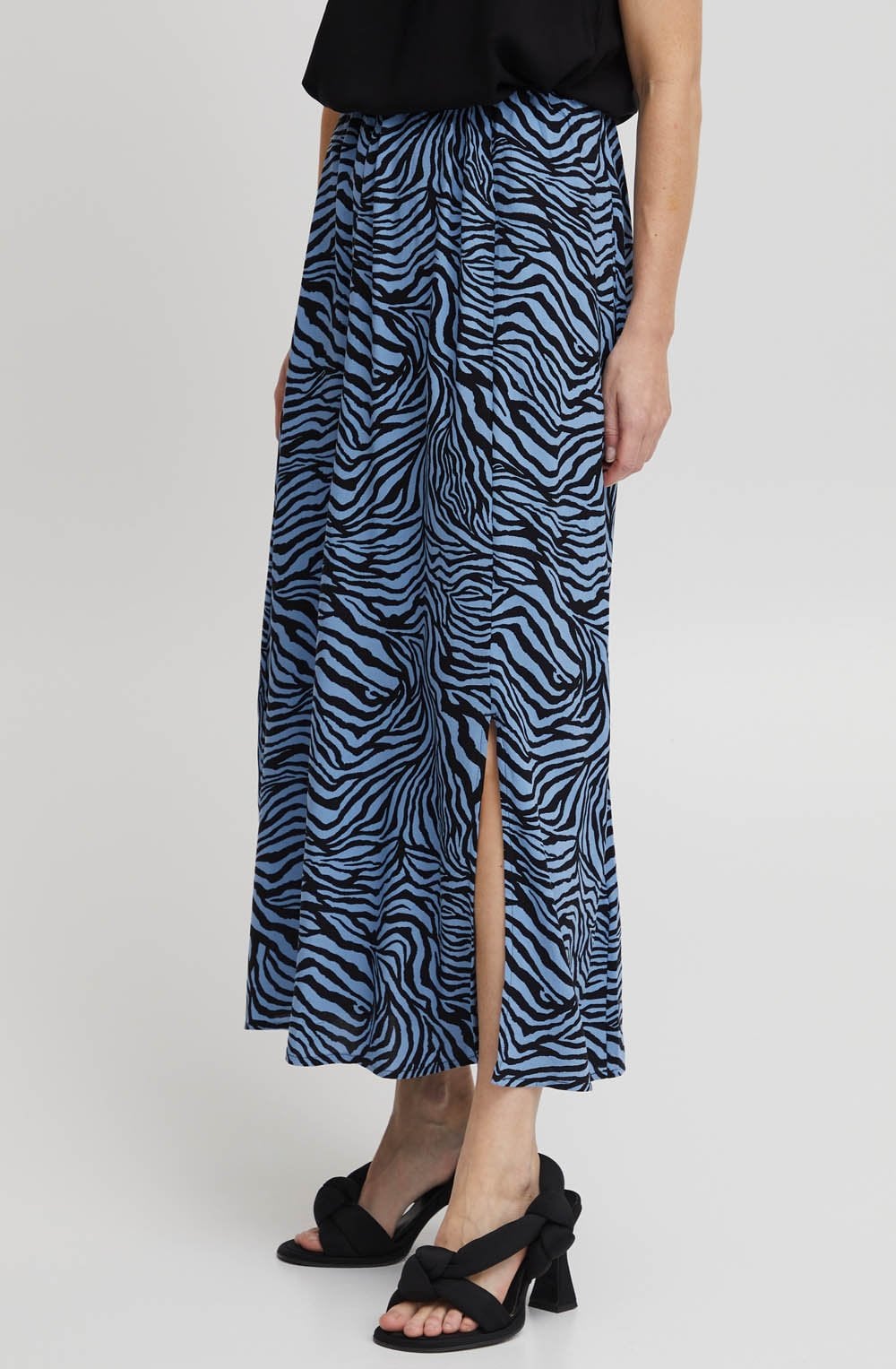 Joella Blue Zebra Print A Line Skirt