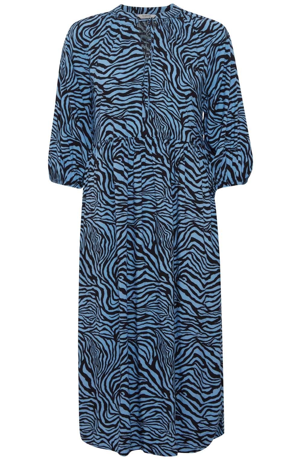 Joella Blue Zebra Print Smock Dress