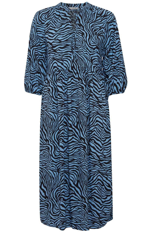 Joella Blue Zebra Print Smock Dress