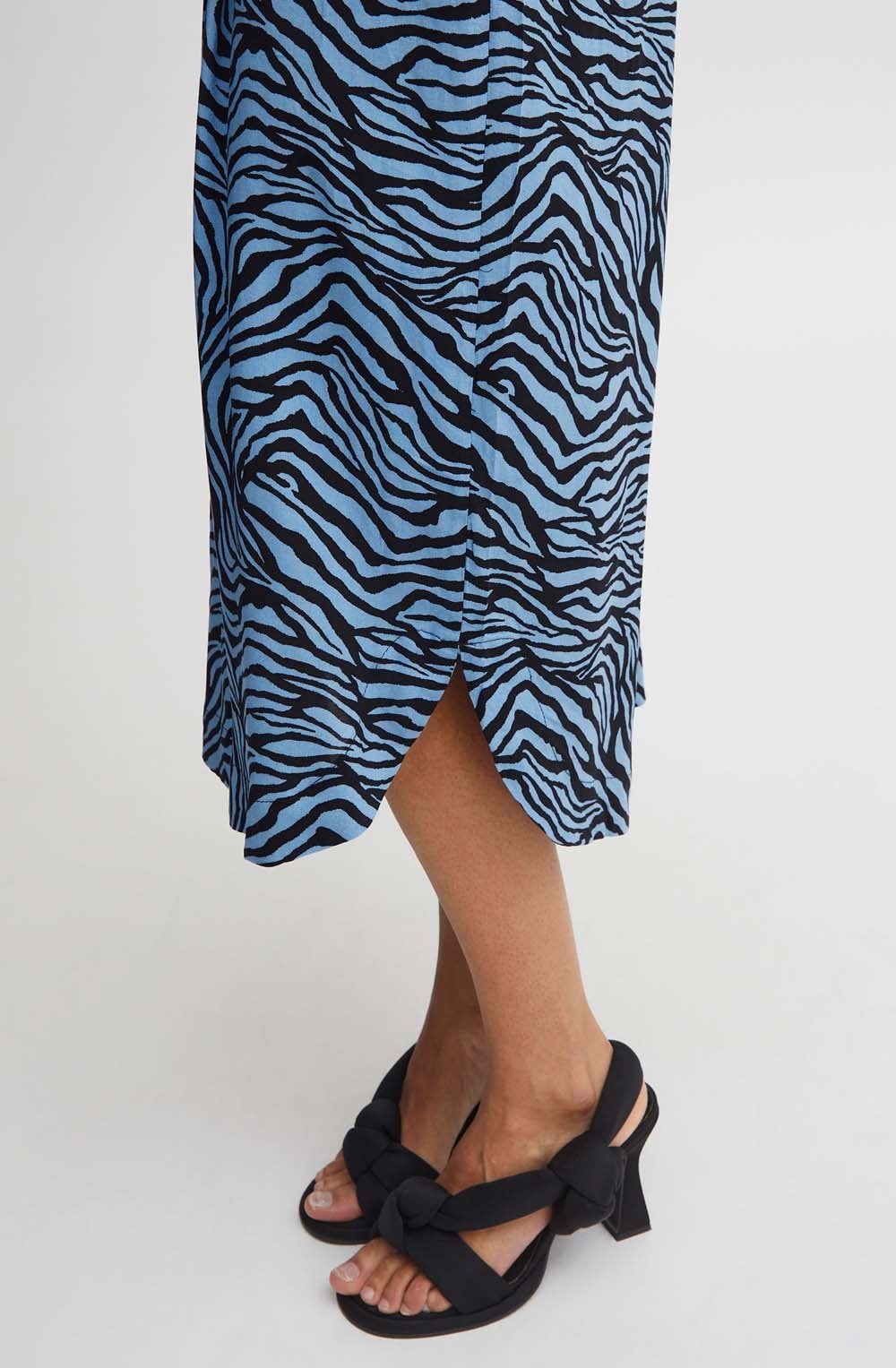 Joella Blue Zebra Print Smock Dress