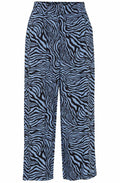 Joella Blue Zebra Print Wide Leg Crop Trousers